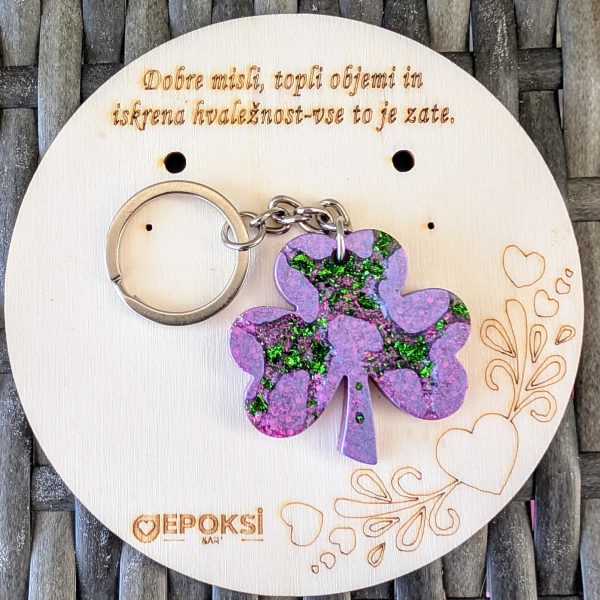 Obesek "Deteljica sreče" 🌿🔑